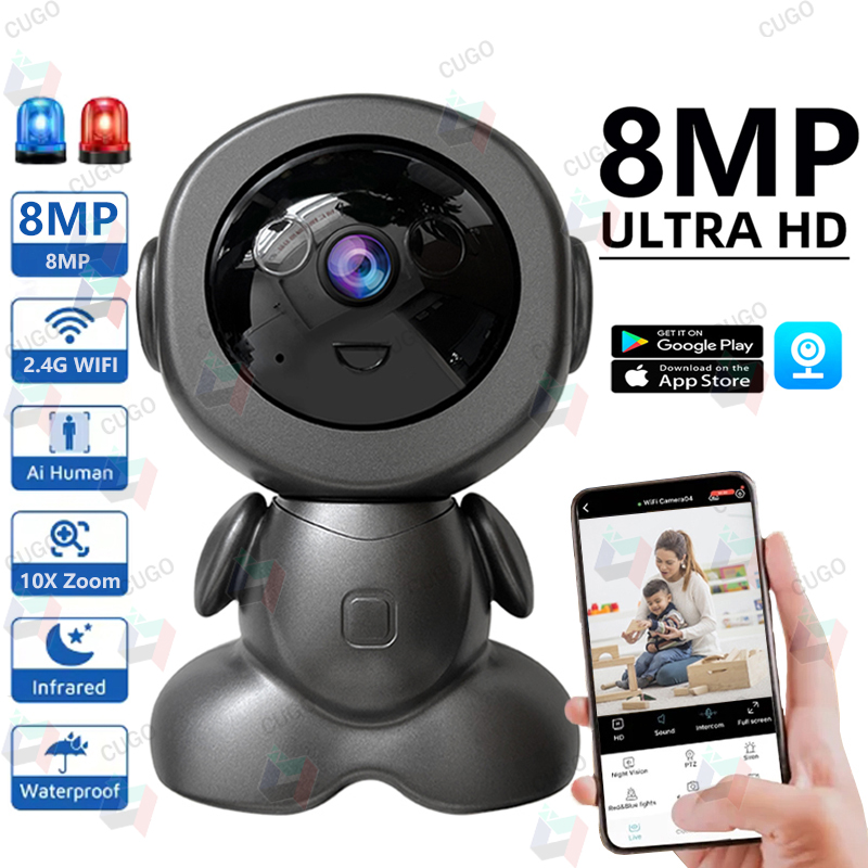 Baby Products Video - 8MP Wifi Gözetim Robot Kamerası PTZ