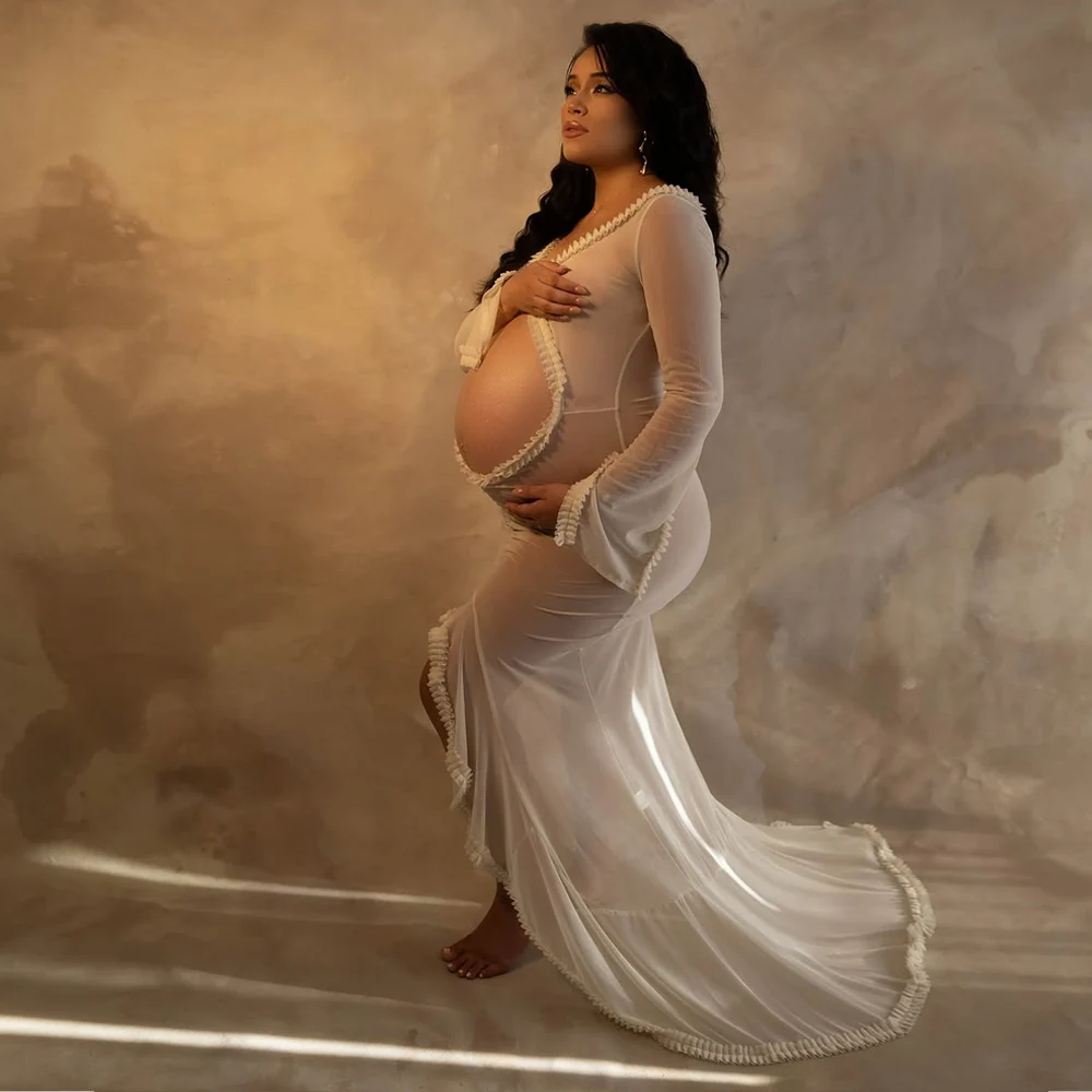 Baby Products Expo - Hamile elbiseleri Photoshoot Kıyafet Uzun Kollu